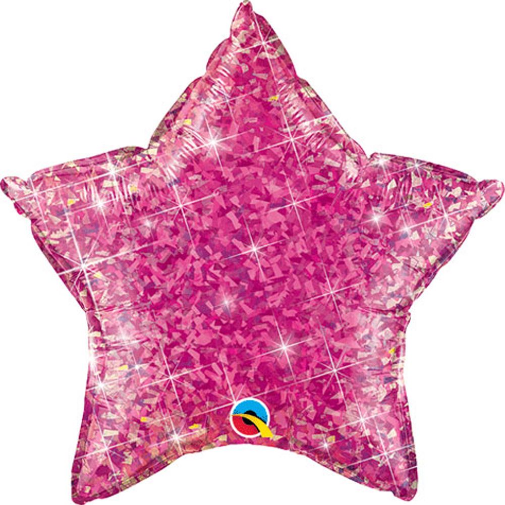 20" Holographic Magenta Star Foil Balloon