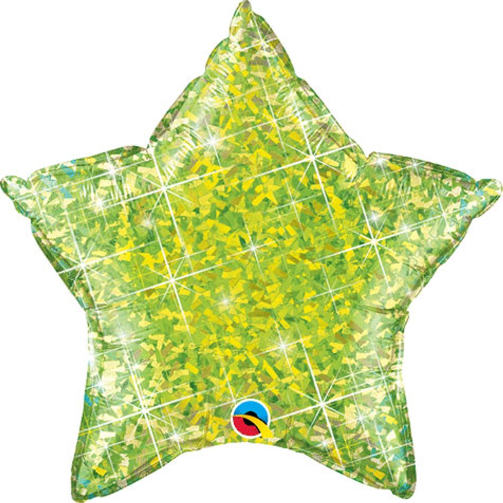 20" Holographic Lime Star Foil Balloon