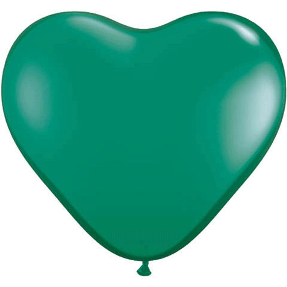 Qualatex 6" Emerald Green Heart Latex Balloons (100ct)