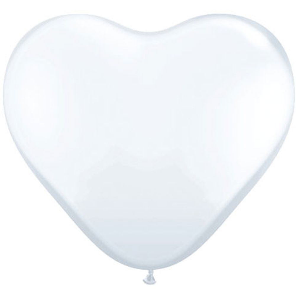 Qualatex 3' White Heart Latex Balloons (2ct)