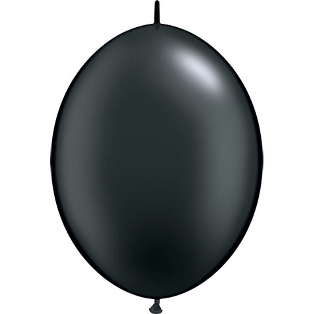 Qualatex 12" Pearlized Onyx Black Quicklinks Latex Balloons (50ct)