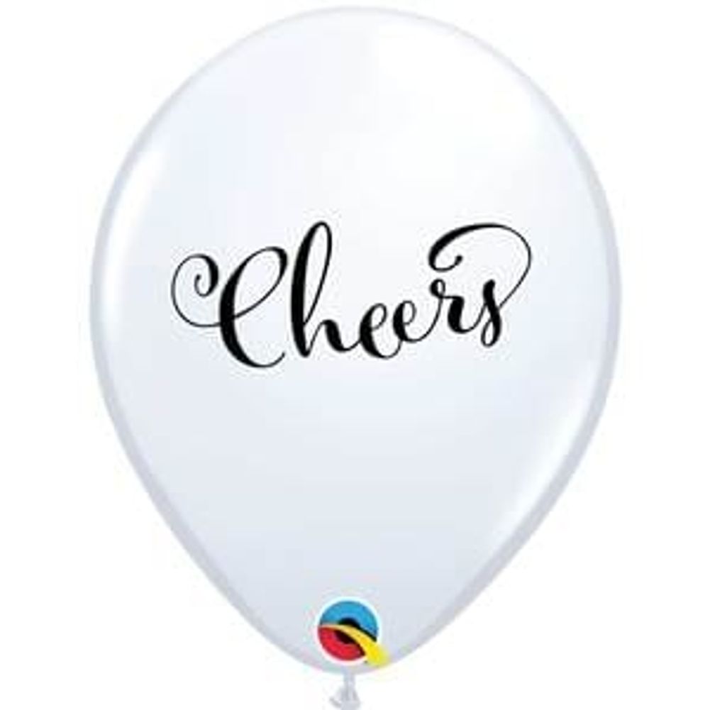 11" Cheers White Latex Balloons (50ct)