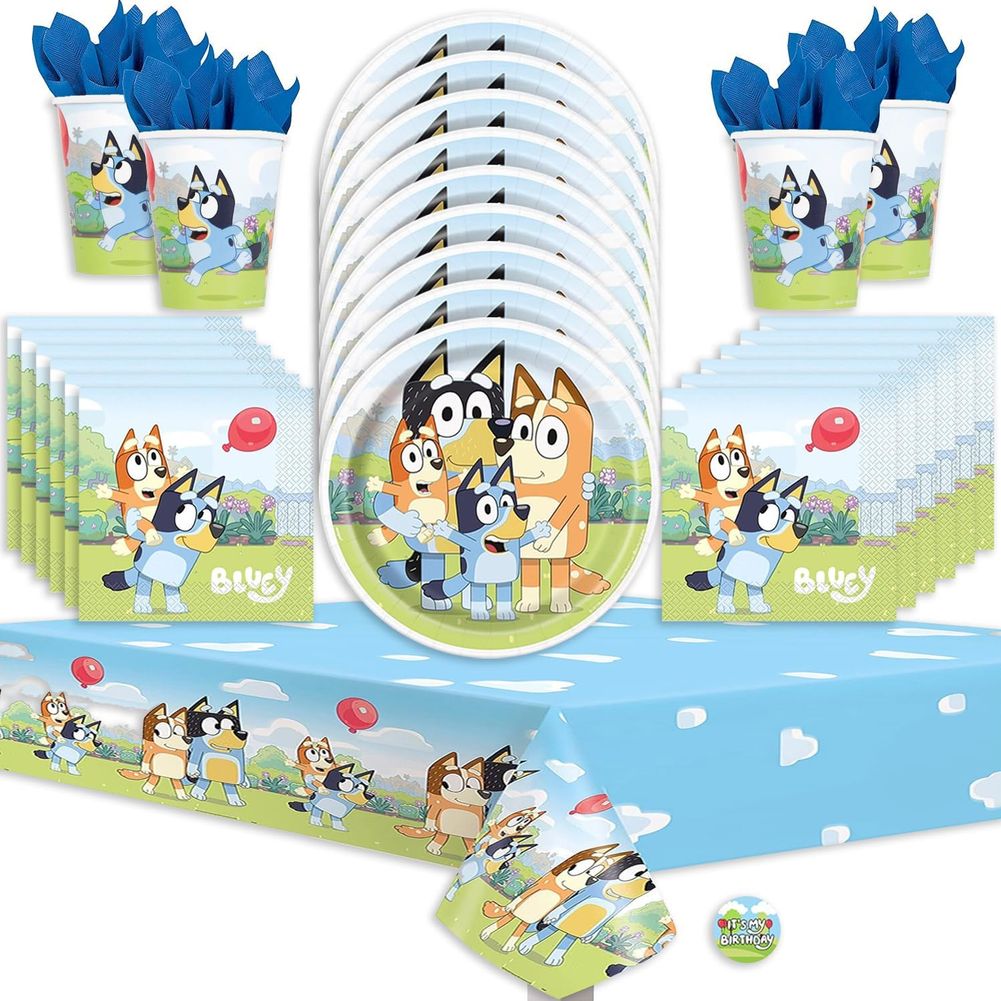 Bluey Kit with Plates, Cups, Napkins, & Tablecover