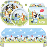 Bluey Birthday Party Kit for 16 – 9 Inch Plates, 7 Inch Plates, Napkins and Table Cover (49 pc)
