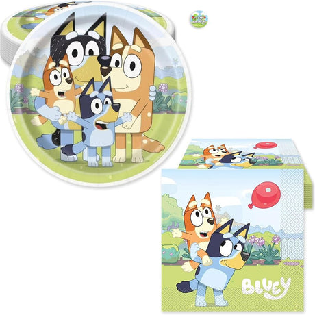 Bluey Birthday Party Kit for 16 – 9 Inch Plates and Napkins (32 pc)