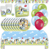 Bluey Birthday Party Kit for 16 – 9 Inch Plates, Napkins, Table Cover, Cups, Banner and Balloons (58 pc)