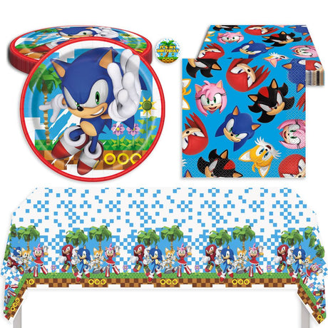 Sonic Birthday Party Kit for 16 – 9 Inch Plates, Napkins and Table Cover (33 pc)