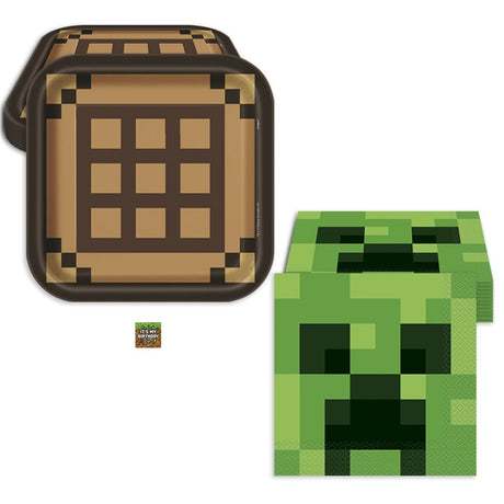 Minecraft Birthday Party Kit for 16 – 9 Inch Plates and Napkins (32 pc)