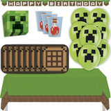 Minecraft Birthday Party Kit for 16 – 9 Inch Plates, Napkins, Table Cover, Cups, Banner and Balloons (58 pc)