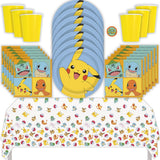 Pokémon Birthday Party Kit for 16 – 9 Inch Plates, Napkins, Table Cover and Cups (53 pc)