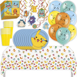 Pokémon Birthday Party Kit for 16 – 9 Inch Plates, Napkins, Table Cover, Cups, Banner, Balloons and Swirl Decorations (74 pc)