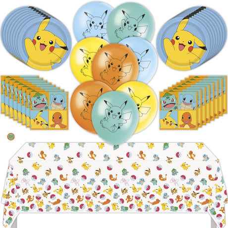 Pokémon Birthday Party Kit for 16 – 9 Inch Plates, 7 Inch Plates, Napkins, Table Cover and Balloons (57 pc) – photo 2
