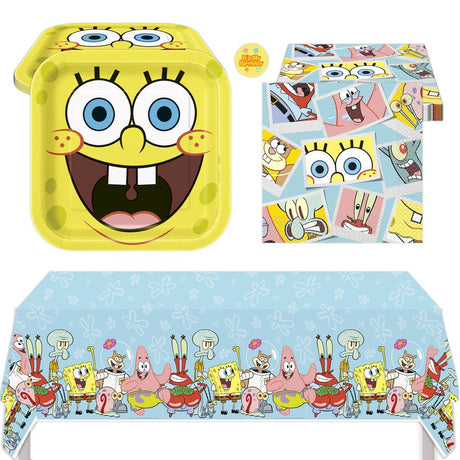 SpongeBob Birthday Party Kit for 16 – 9 Inch Plates, Napkins and Table Cover (33 pc)
