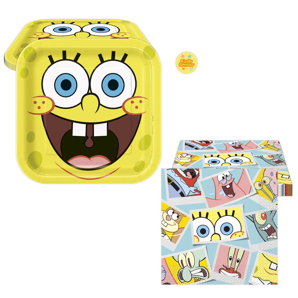 Spongebob Birthday Party Kit with Plates, Napkins, & Sticker