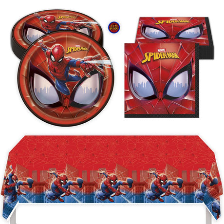 Spider-Man Birthday Party Kit for 16 – 9 Inch Plates, Napkins and Table Cover (33 pc)