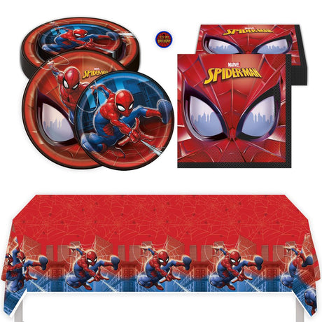 Spider-Man Birthday Party Kit for 16 – 9 Inch Plates, 7 Inch Plates, Napkins and Table Cover (49 pc)