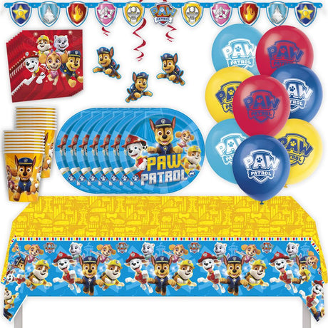 Paw Patrol Birthday Party Kit for 16 – 9 Inch Plates, Napkins, Table Cover, Cups, Banner, Balloons and Swirl Decorations (61 pc)