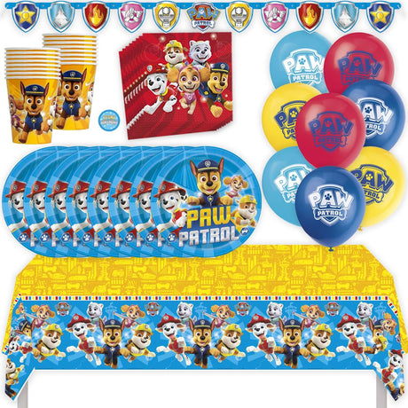 Paw Patrol Birthday Party Kit for 16 – 9 Inch Plates, Napkins, Table Cover, Cups, Banner and Balloons (58 pc)