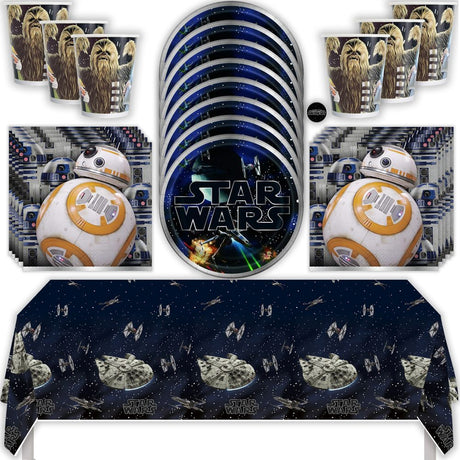 Star Wars Birthday Party Kit for 16 – 9 Inch Plates, Napkins, Table Cover and Cups (49 pc)