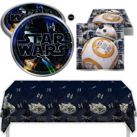 Star Wars Birthday Party Kit for 16 – 9 Inch Plates, Napkins and Table Cover (33 pc)