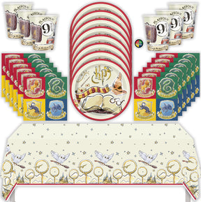 Harry Potter Birthday Party Kit with Tablecloth, Plates, Napkins, Cups, & Sticker