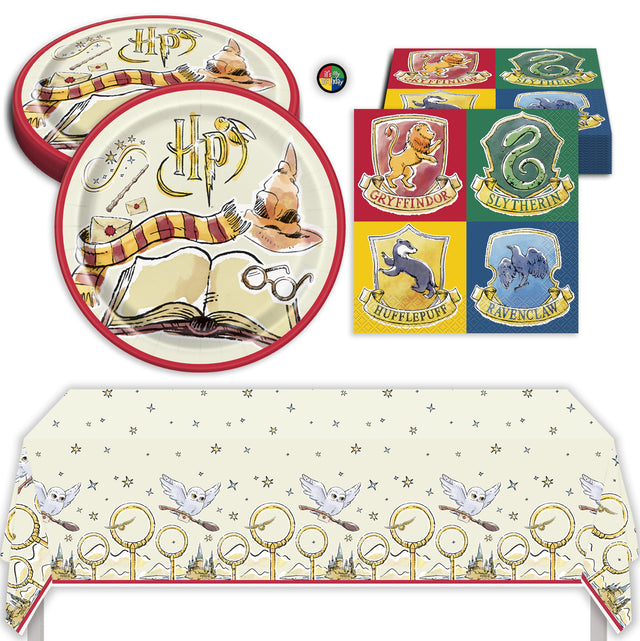 Harry Potter Birthday Party Kit with Plates, Napkins, Tablecloth, & Sticker