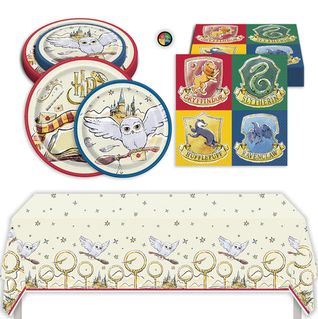 Harry Potter Birthday Party Kit for 16 – 9 Inch Plates, 7 Inch Plates, Napkins and Table Cover (49 pc)