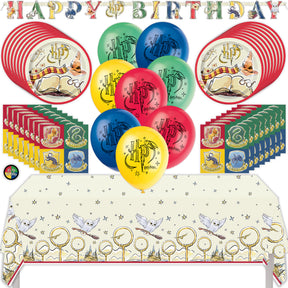 Harry Potter Birthday Party Kit with Tablecloth, Plates, Napkins, Balloons, Banner, & Sticker
