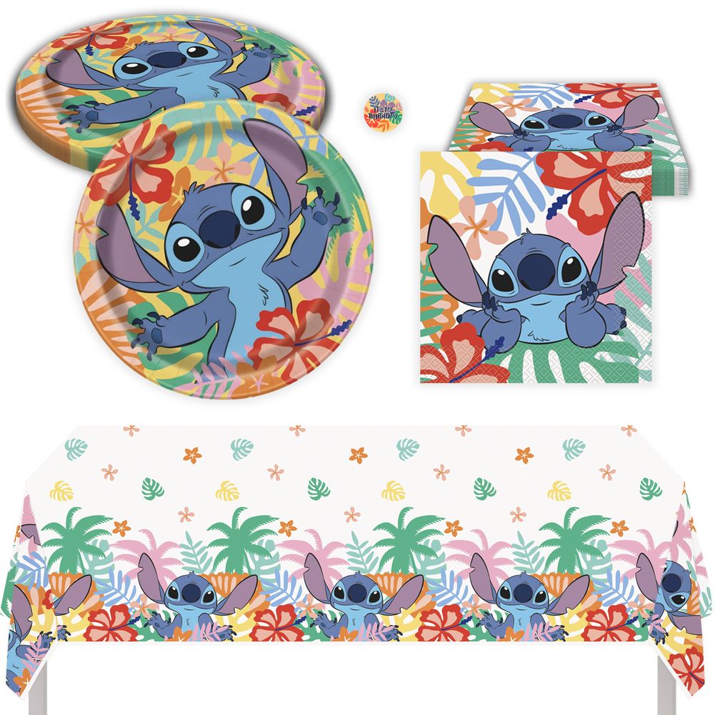 Lilo and Stitch Birthday Party Kit with Plates, Napkins, Tablecloth, & Sticker