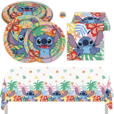 Lilo and Stitch Birthday Party Kit for 16 – 9 Inch Plates, 7 Inch Plates, Napkins and Table Cover (49 pc)
