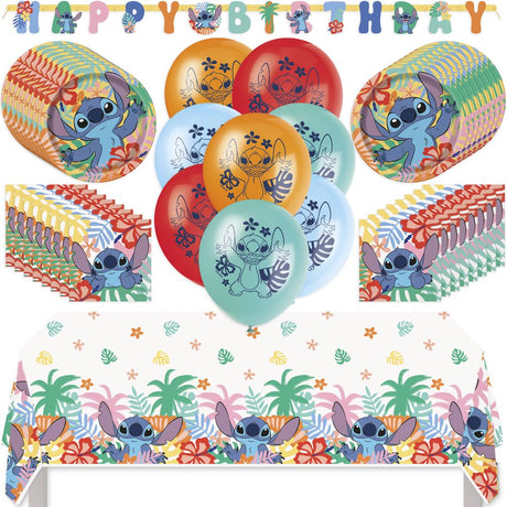 Lilo and Stitch Birthday Party Kit for 16 – 9 Inch Plates, Napkins, Table Cover, Banner and Balloons (42 pc)
