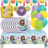 Gabby's Dollhouse Birthday Party Kit for 16 – 9 Inch Plates, Napkins, Table Cover, Banner, Balloons and Paper Fans (52 pc)