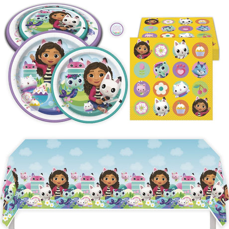 Gabby's Dollhouse Birthday Party Kit for 16 – 9 Inch Plates, 7 Inch Plates, Napkins and Table Cover (49 pc)