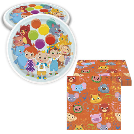 Cocomelon Birthday Party Kits with Plates, Napkins, & Sticker