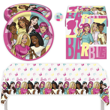 Barbie Birthday Party Kit for 16 – 9 Inch Plates, Napkins and Table Cover (33 pc)
