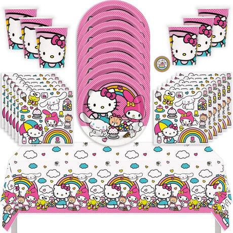 Hello Kitty Birthday Party Kit for 16 – 9 Inch Plates, Napkins, Table Cover and Cups (49 pc)