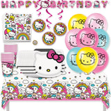 Hello Kitty Birthday Party Kit for 16 – 9 Inch Plates, Napkins, Table Cover, Banner, Balloons, Swirl Decorations and Cups (61 pc)