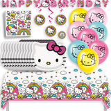 Hello Kitty Birthday Party Kit for 16 – 9 Inch Plates, Napkins, Table Cover, Banner, Balloons and Swirl Decorations (45 pc)