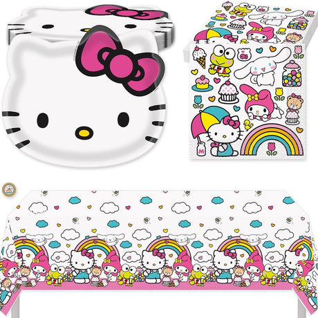 Hello Kitty Birthday Party Kit for 16 – 9 Inch Plates, Napkins and Table Cover (33 pc)