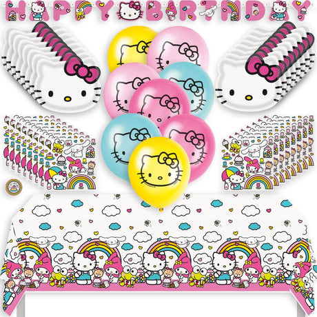 Hello Kitty Birthday Party Kit for 16 – 9 Inch Plates, Napkins, Table Cover, Banner and Balloons (42 pc)