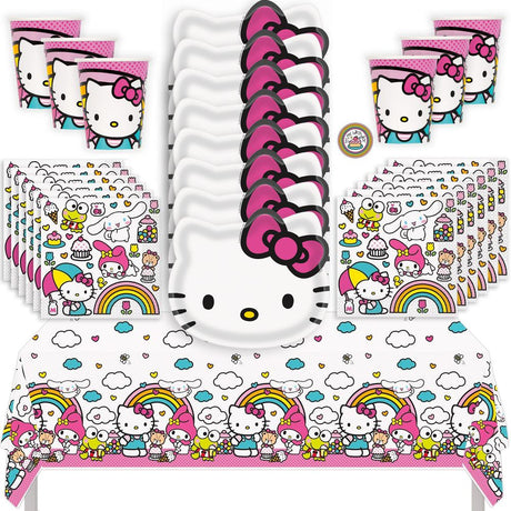 Hello Kitty Birthday Party Kit for 16 – 8.5 Inch Plates, Napkins, Table Cover and Cups (49 pc)