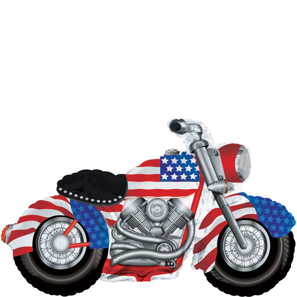 45" Patriotic Motorcycle Shape Foil Balloon (1ct)