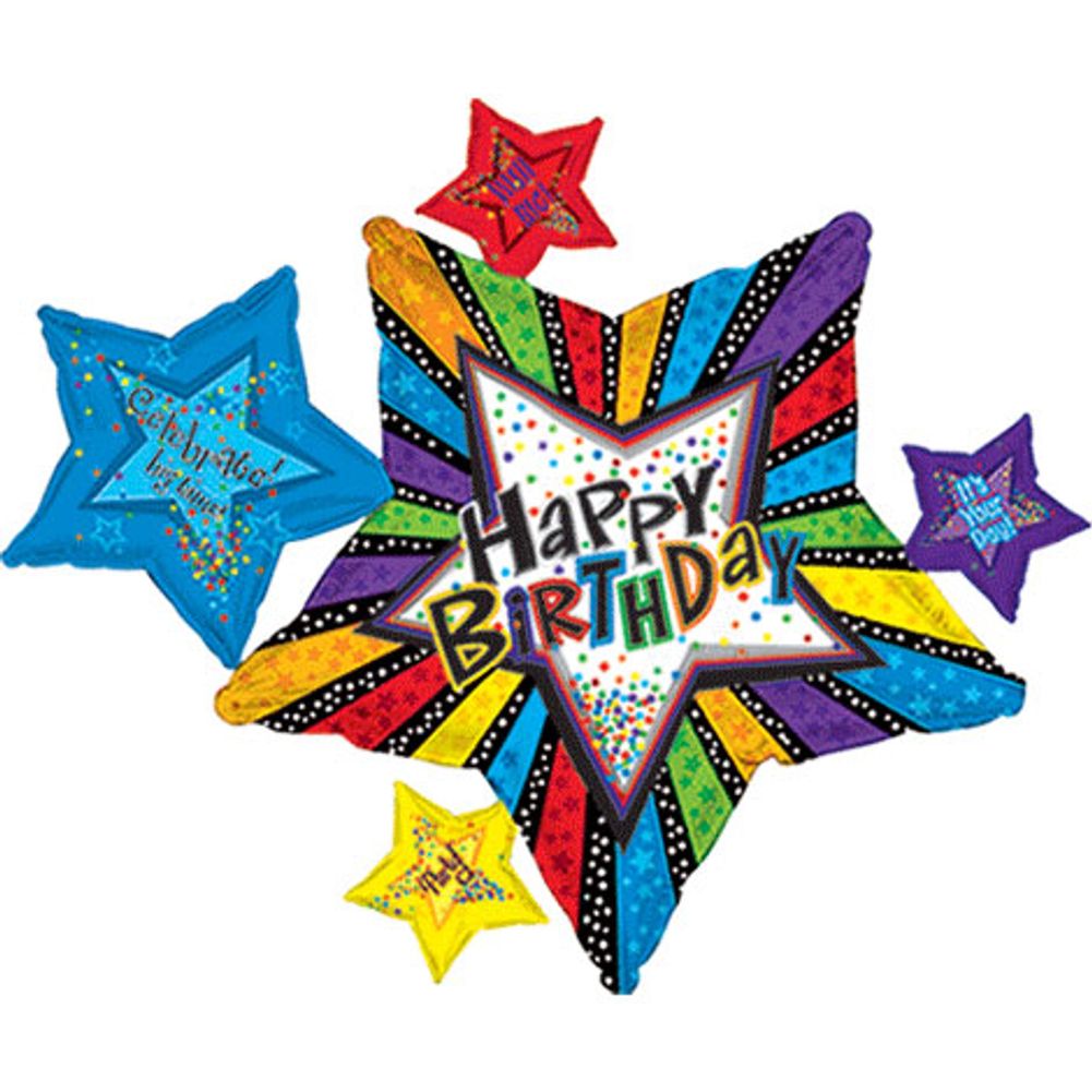 43" Birthday Stripes With Stars Helium Shape