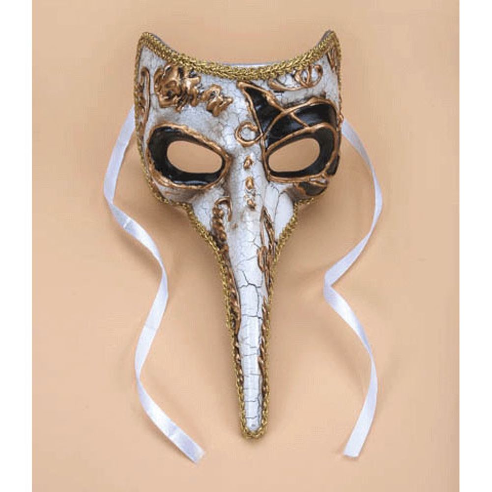 Long Nose Half Mask White/gold