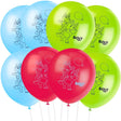 12" Bluey Latex Balloons (8ct) featuring colorful designs of Bluey characters, perfect for birthday parties and festive celebrations.