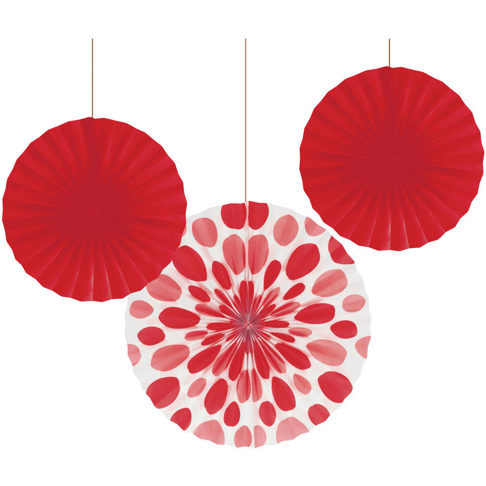 Classic Red Dot Paper Fans (3ct)