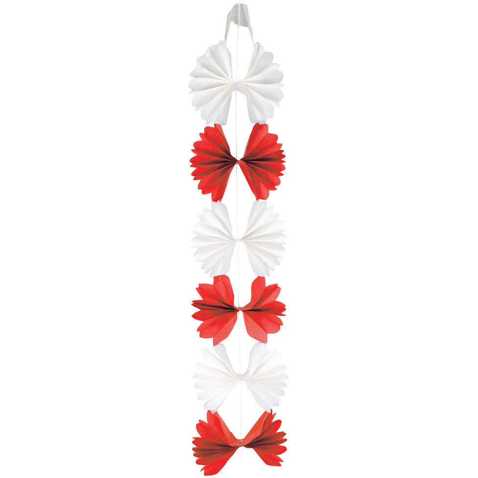 Tissue Garland, Diecut 10', Red & White