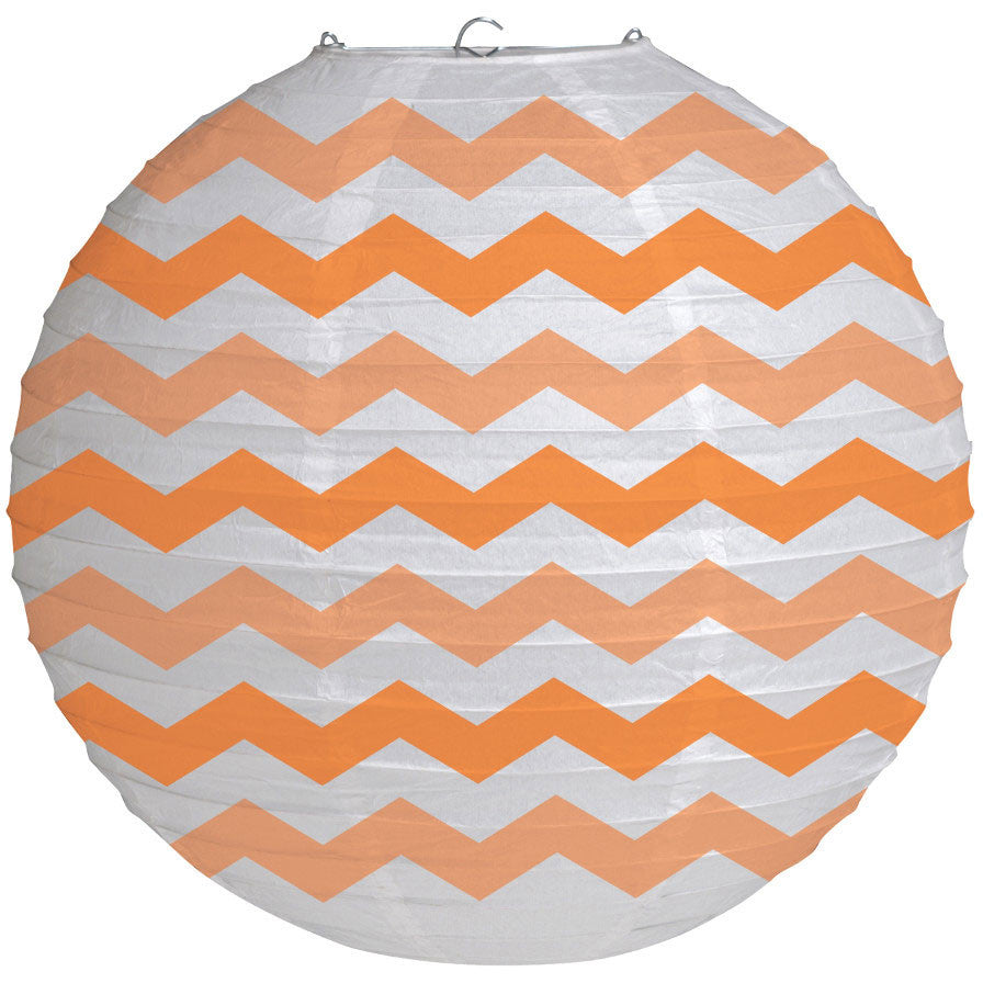 Sunkissed Orange Chevron 12" Round Paper Lantern