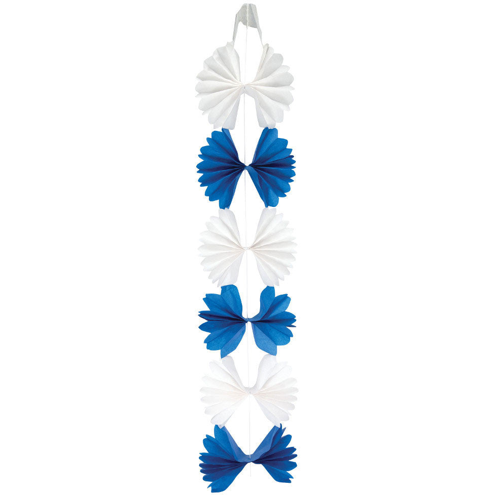 Tissue Garland, Diecut 10', Blue & White