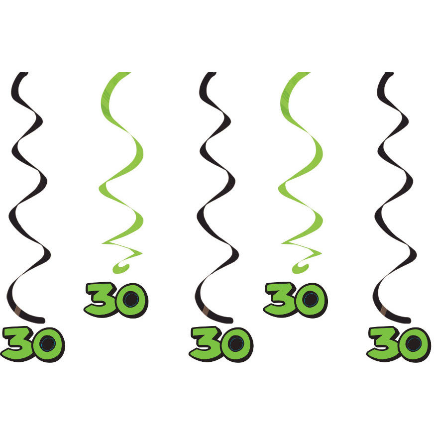 30th Birthday Hanging Swirls (5ct)